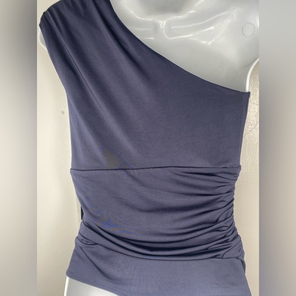 EXPRESS NWT Body Contour Compression One-Shoulder Navy Bodysuit. - Picture 2 of 8